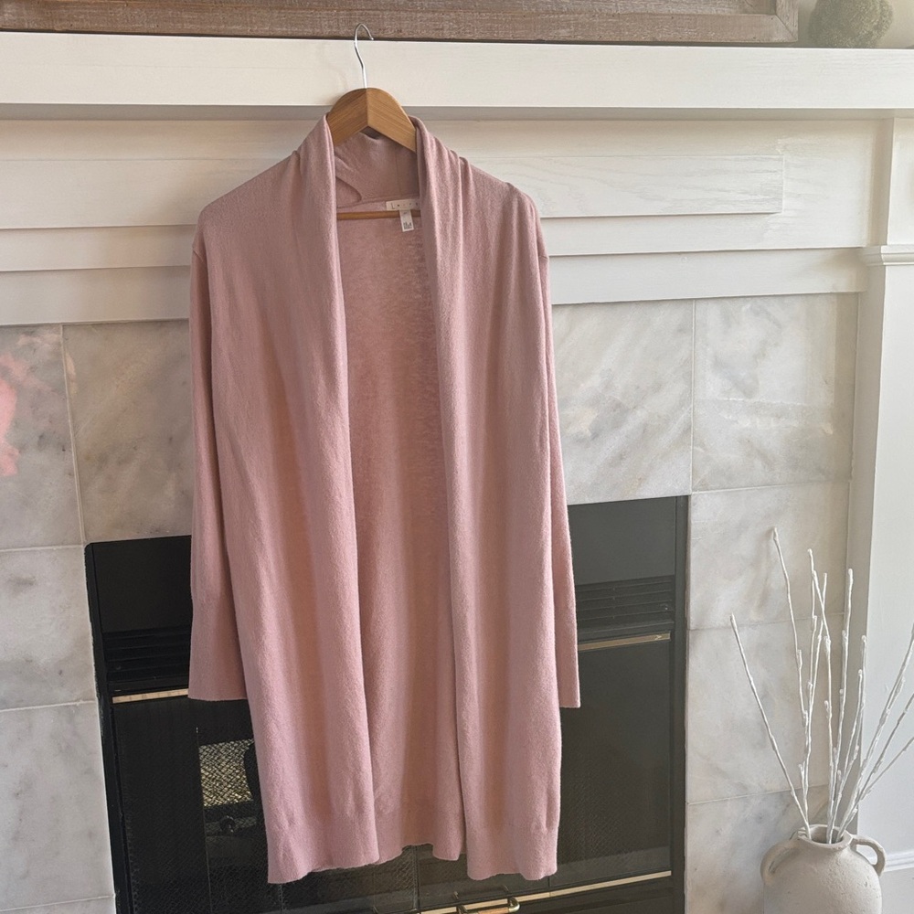 Leith Pink Open-Front Sweater